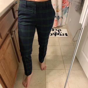 Navy and green plaid work pants